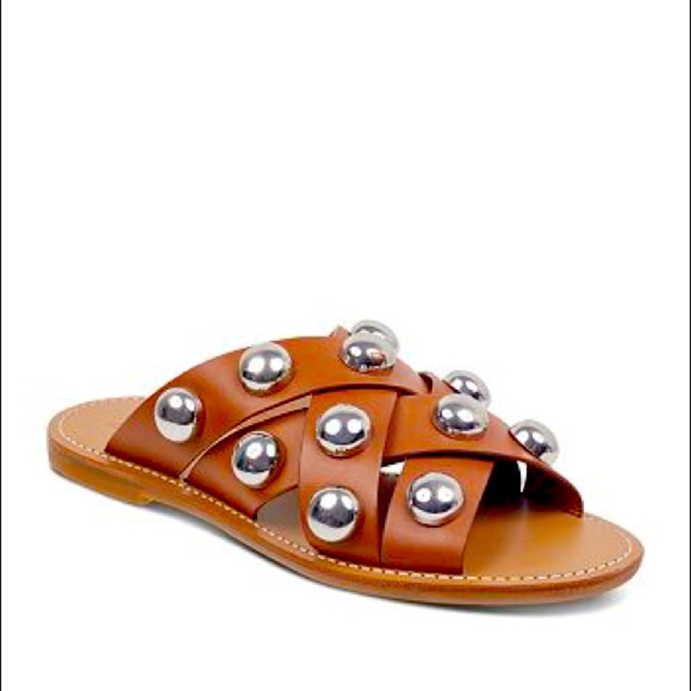 Marc Fisher medium brown studded leather sandal